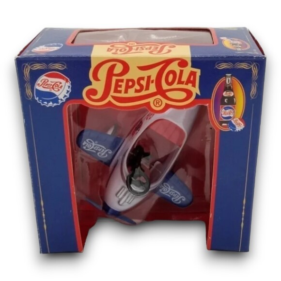 Pepsi Cola Die Cast Pedal Plane Metal Replica White Plane Collector Card - Picture 3 of 10